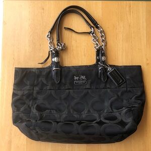 Coach Black Tribecca Madison Op Art Purse Tote Bag